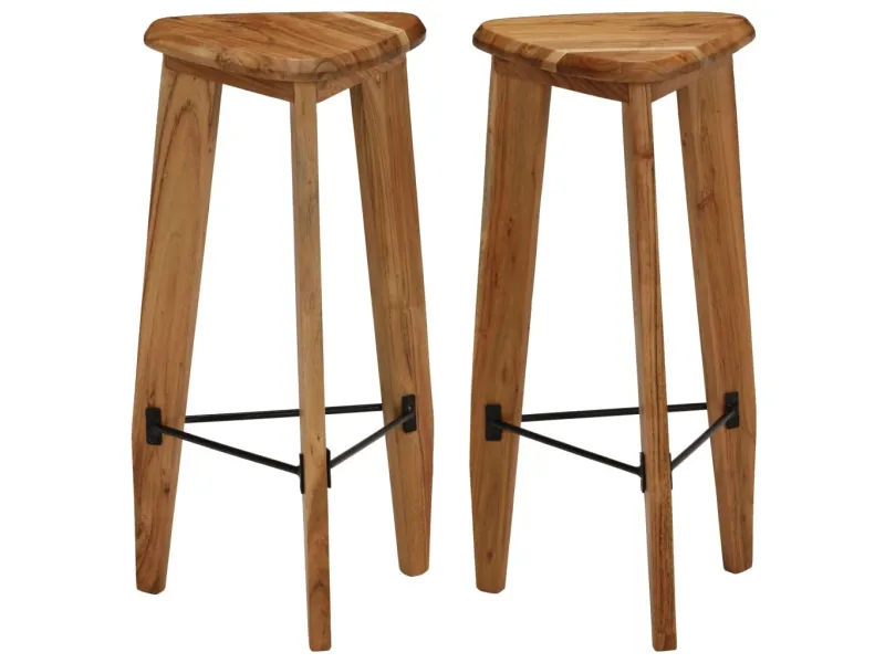 Tabourets de bar lot de 2 bois d'acacia massif