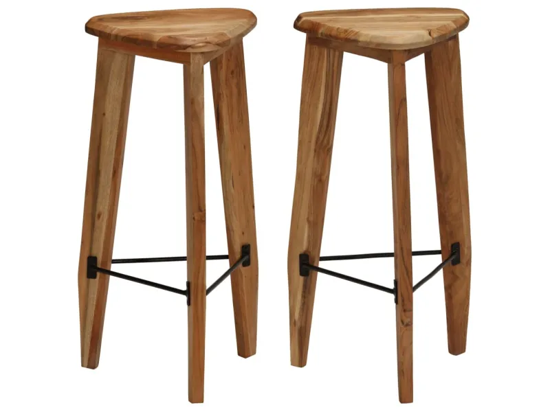 Tabourets de bar lot de 2 bois d'acacia massif