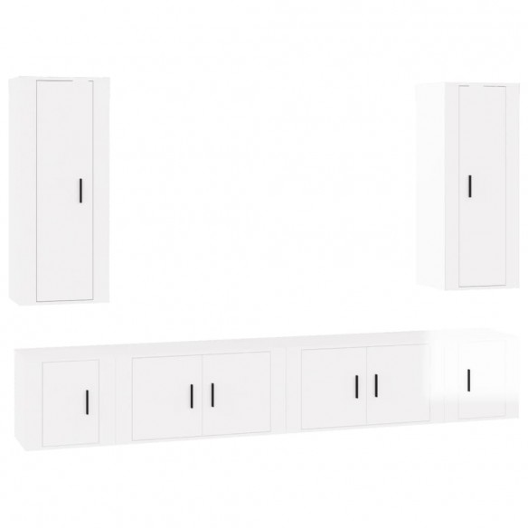 Ensemble de meubles TV 6 pcs Blanc brillant Bois d'ingénierie