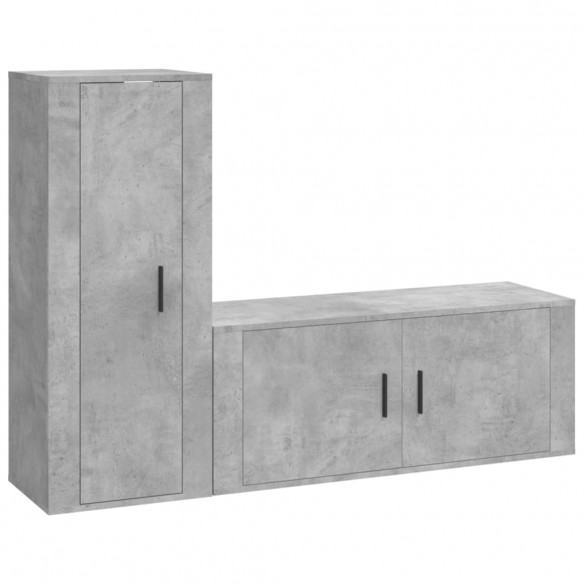 Ensemble de meubles TV 2 pcs gris béton bois d'ingénierie