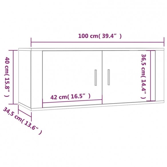 Ensemble de meubles TV 2 pcs gris béton bois d'ingénierie