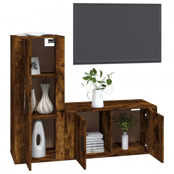 Ensemble de meubles TV 2 pcs Chêne fumé Bois d'ingénierie