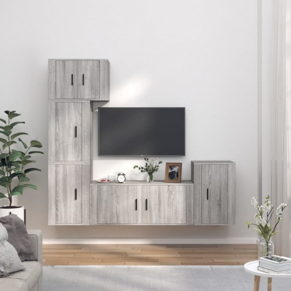 Ensemble de meubles TV 5 pcs Sonoma gris Bois d'ingénierie