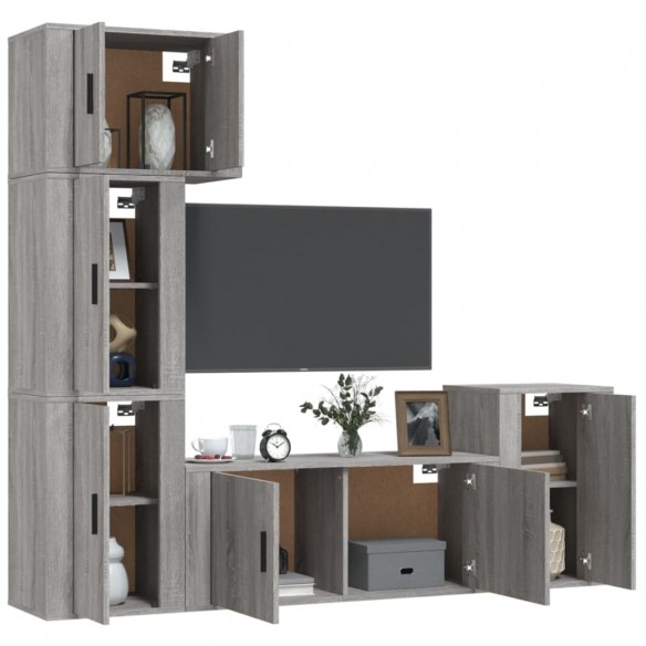 Ensemble de meubles TV 5 pcs Sonoma gris Bois d'ingénierie