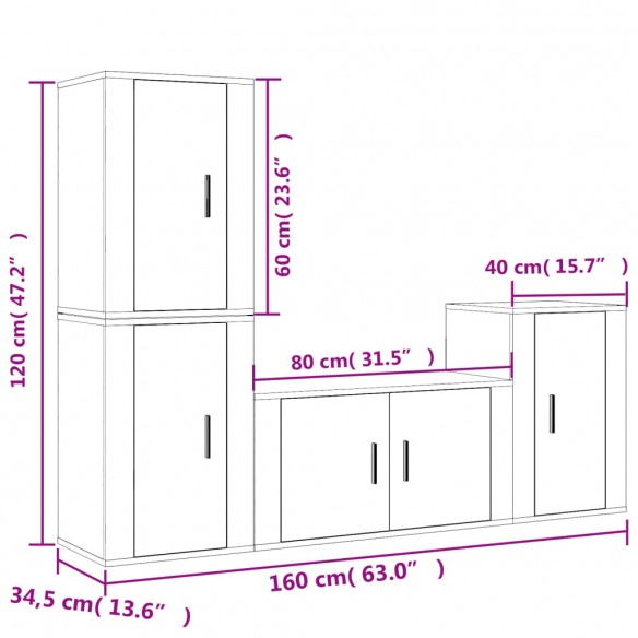 Ensemble de meubles TV 4 pcs Blanc brillant Bois d'ingénierie