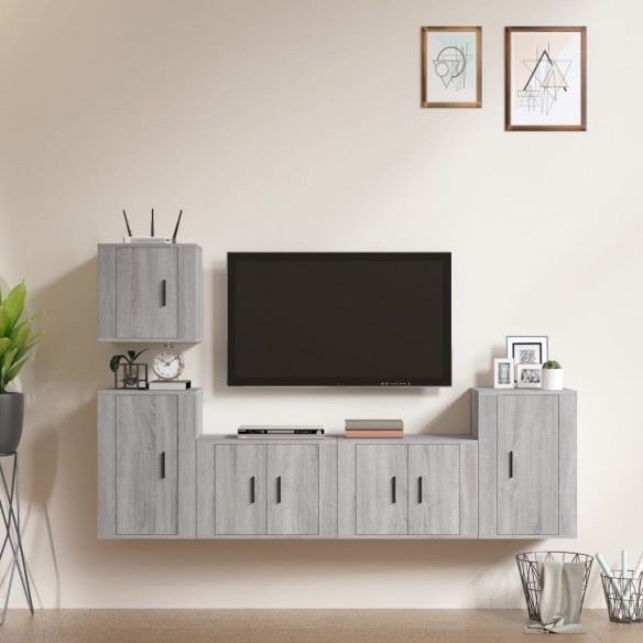 Ensemble de meubles TV 5 pcs Sonoma gris Bois d'ingénierie