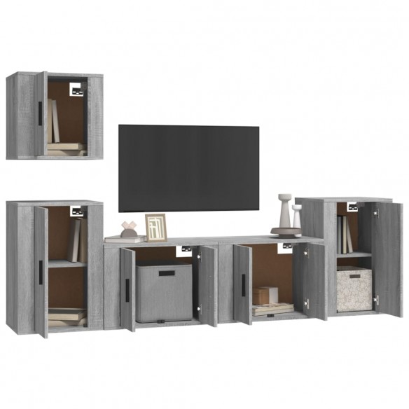 Ensemble de meubles TV 5 pcs Sonoma gris Bois d'ingénierie