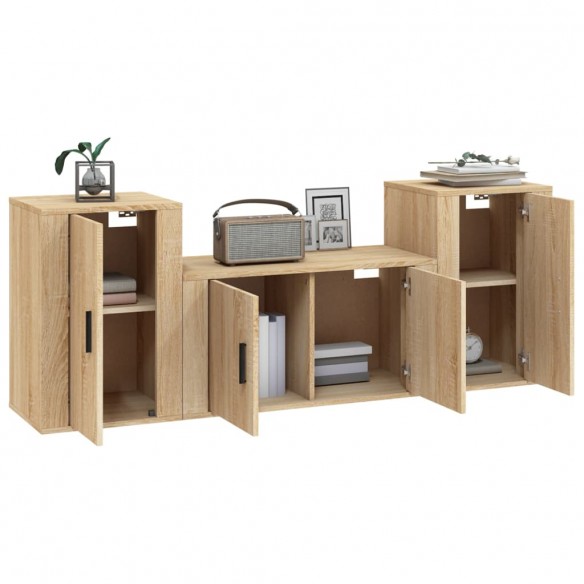 Ensemble de meubles TV 3 pcs Chêne sonoma Bois d'ingénierie