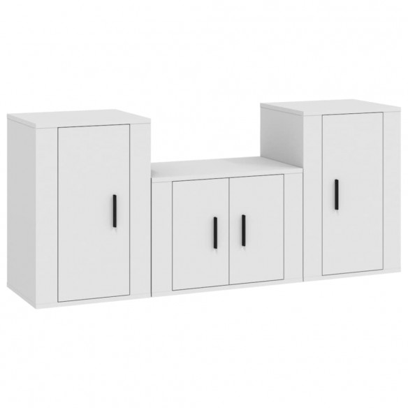 Ensemble de meubles TV 3 pcs Blanc Bois d'ingénierie