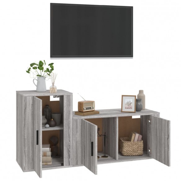 Ensemble de meubles TV 2 pcs Sonoma gris Bois d'ingénierie