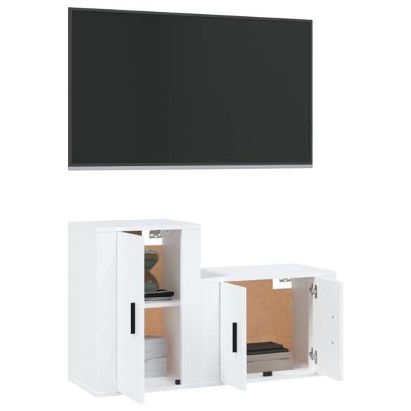 Ensemble de meubles TV 2 pcs Blanc Bois d'ingénierie