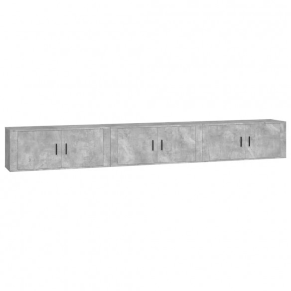 Meubles TV muraux 3 pcs gris béton 100x34,5x40 cm