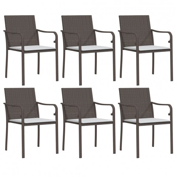 Chaises de jardin et coussins lot de 6 marron 56x59x84 cm rotin