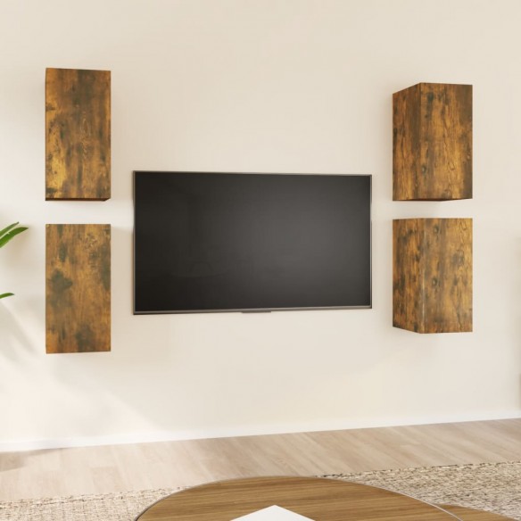 Meubles TV 4 pcs Chêne fumé 30,5x30x60 cm Bois d'ingénierie