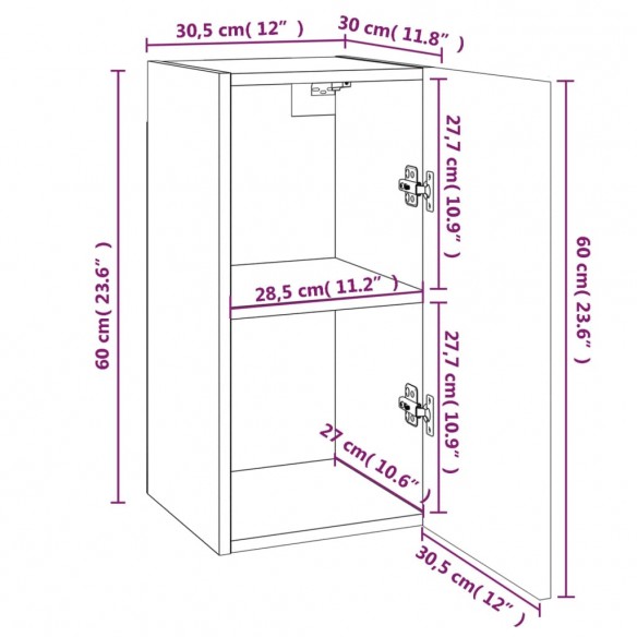 Meubles TV 4 pcs Chêne fumé 30,5x30x60 cm Bois d'ingénierie