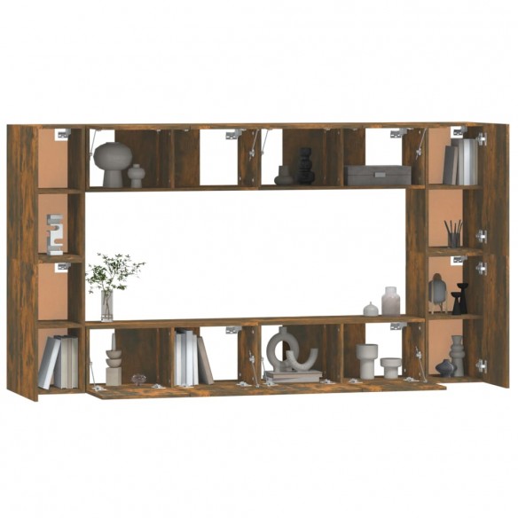 Ensemble de meubles TV 8 pcs Chêne fumé Bois d'ingénierie