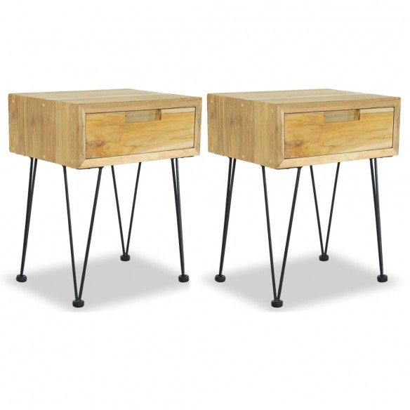 Tables de chevet 2 pcs 40x30x50 cm teck massif