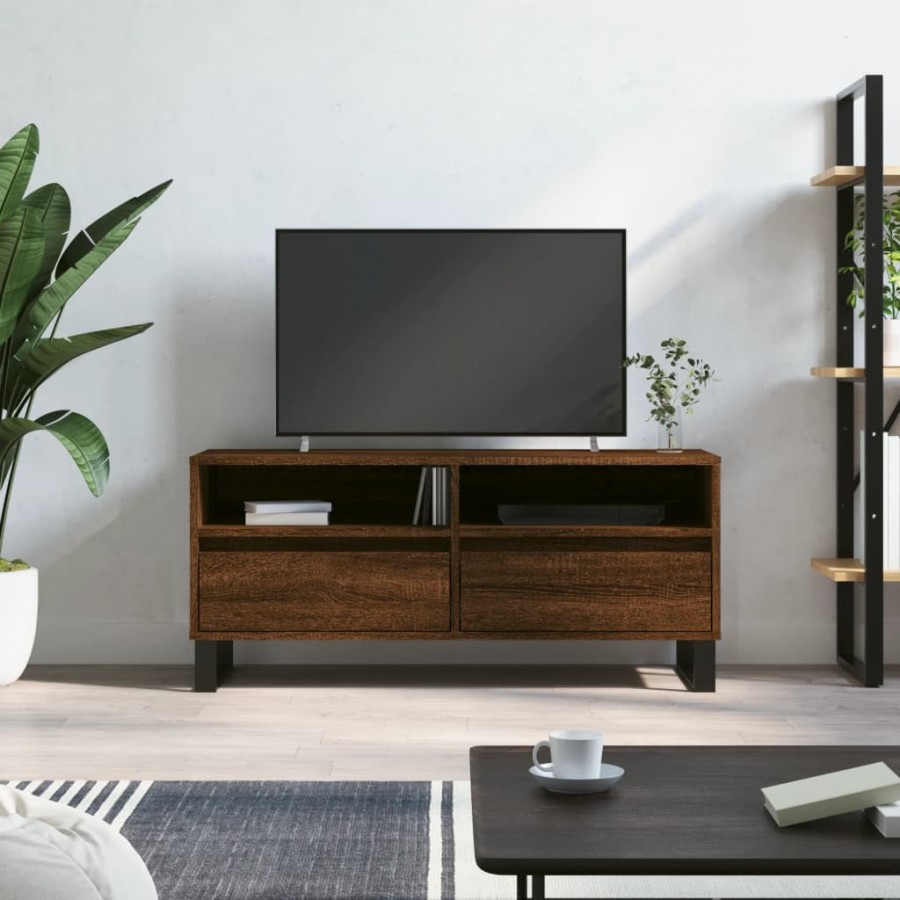 Meuble TV chêne marron 100x34,5x44,5 cm bois d'ingénierie