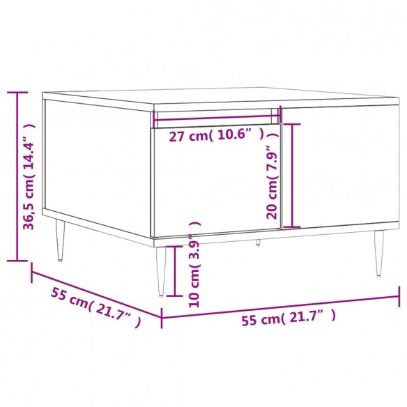 Table basse gris béton 55x55x36,5 cm bois d'ingénierie