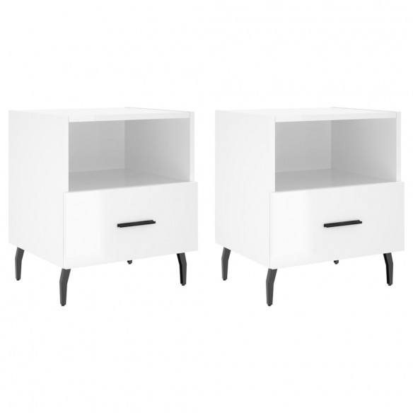 Tables de chevet 2 pcs blanc brillant 40x35x47,5 cm