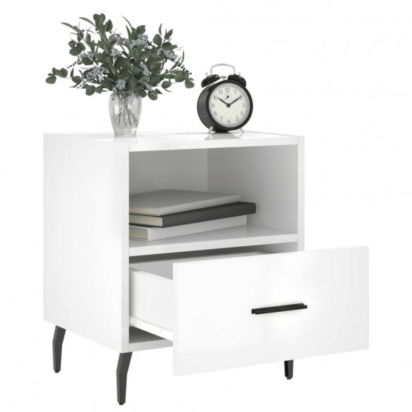 Tables de chevet 2 pcs blanc brillant 40x35x47,5 cm