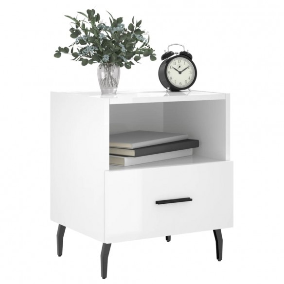 Tables de chevet 2 pcs blanc brillant 40x35x47,5 cm