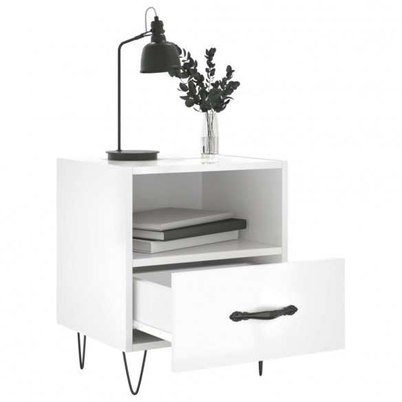 Tables de chevet 2 pcs blanc brillant 40x35x47,5 cm