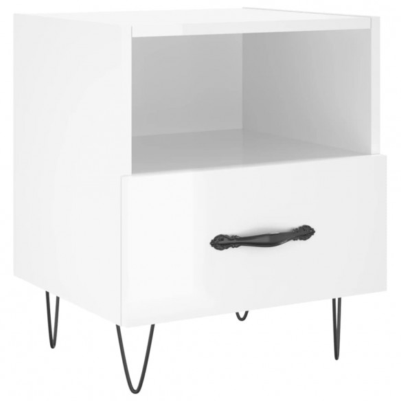 Tables de chevet 2 pcs blanc brillant 40x35x47,5 cm