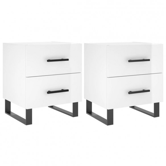 Tables de chevet 2 pcs blanc brillant 40x35x47,5 cm