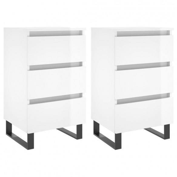 Tables de chevet 2 pcs blanc brillant 40x35x69 cm