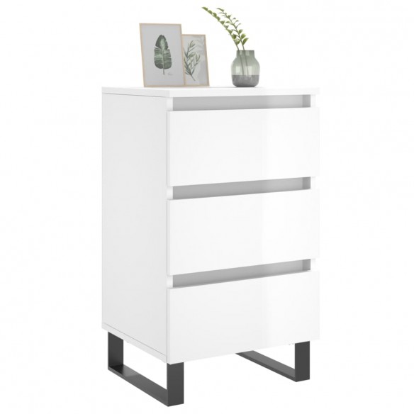 Tables de chevet 2 pcs blanc brillant 40x35x69 cm