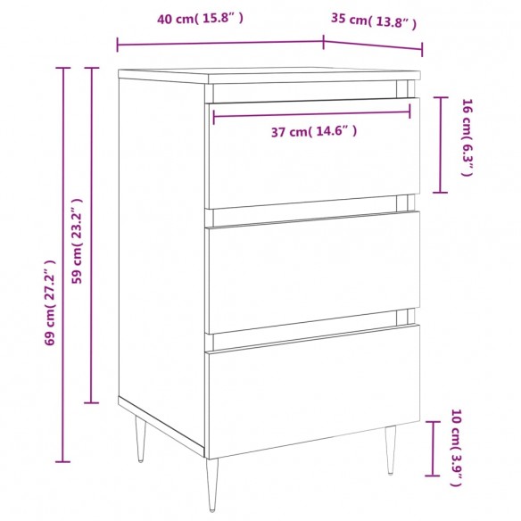 Table de chevet chêne fumé 40x35x69 cm bois d’ingénierie