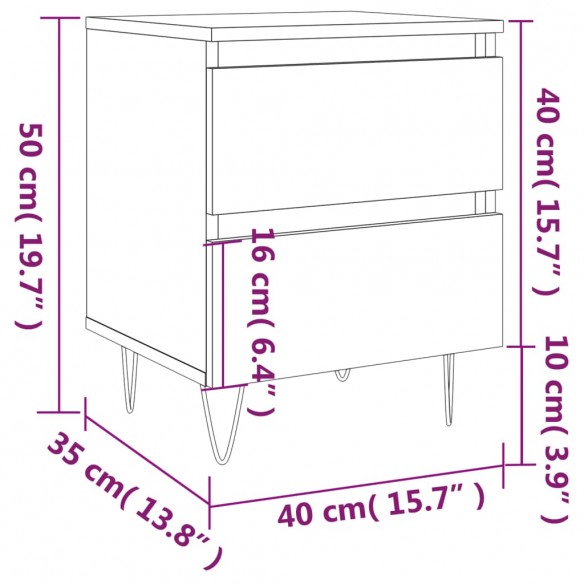 Table de chevet Blanc brillant 40x35x50 cm Bois d’ingénierie