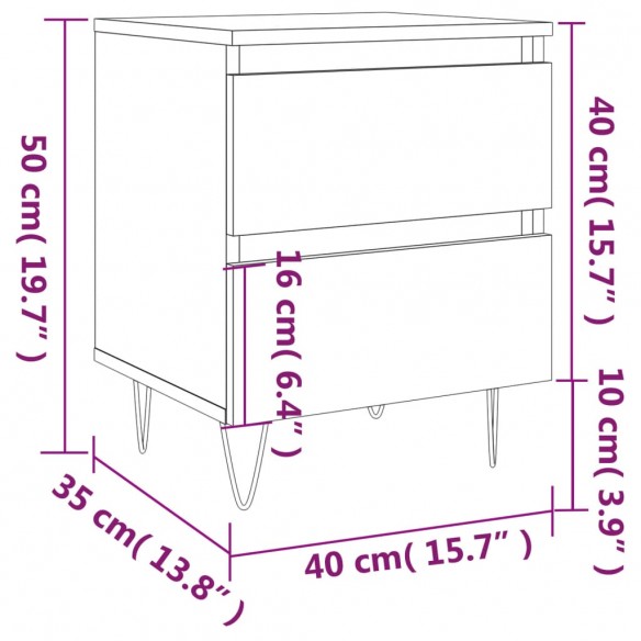 Tables de chevet 2 pcs blanc 40x35x50 cm bois d’ingénierie