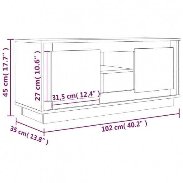 Meuble TV blanc brillant 102x35x45 cm bois d'ingénierie