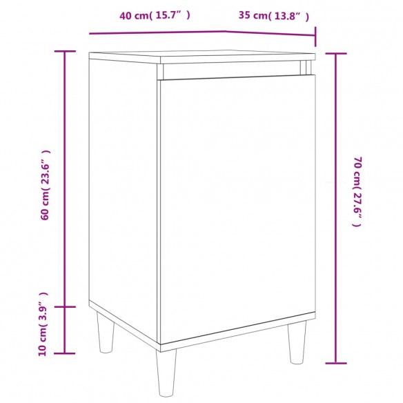 Tables de chevet 2 pcs gris béton 40x35x70 cm bois d'ingénierie