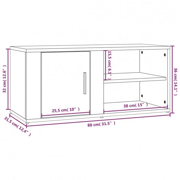 Meuble TV Sonoma gris 80x31,5x36 cm Bois d'ingénierie