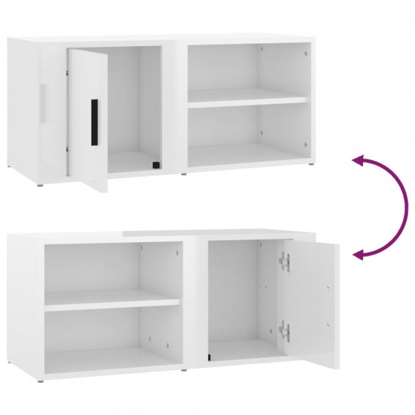 Meubles TV 2 pcs Blanc brillant 80x31,5x36 cm Bois d'ingénierie