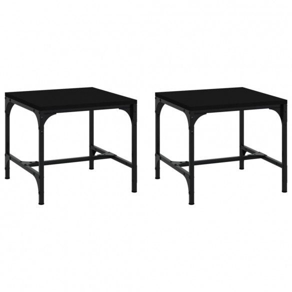 Tables d'appoint 2 pcs Noir 40x40x35 cm Bois d'ingénierie