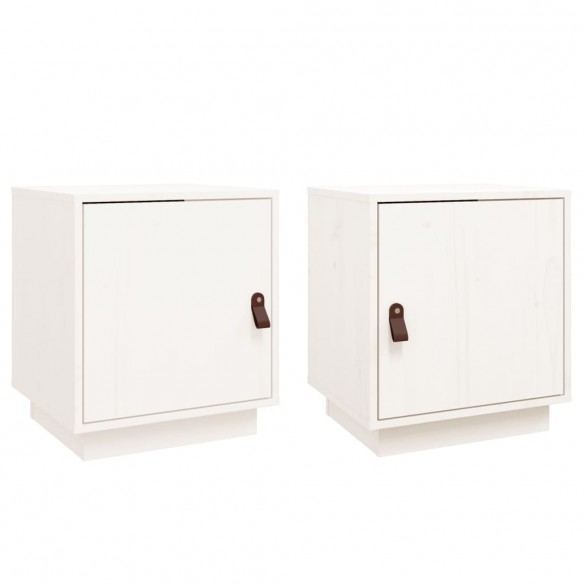 Tables de chevet 2 pcs Blanc 40x34x45 cm Bois de pin massif