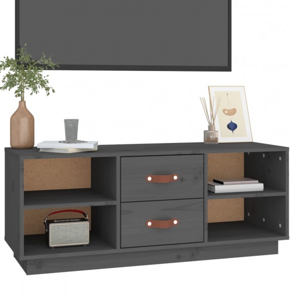 Meuble TV Gris 100x34x40 cm Bois de pin massif