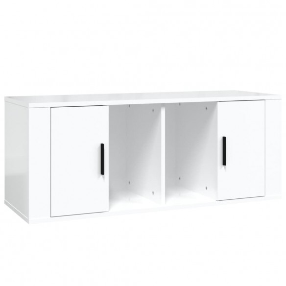 Meuble TV Blanc brillant 100x35x40 cm Bois d'ingénierie