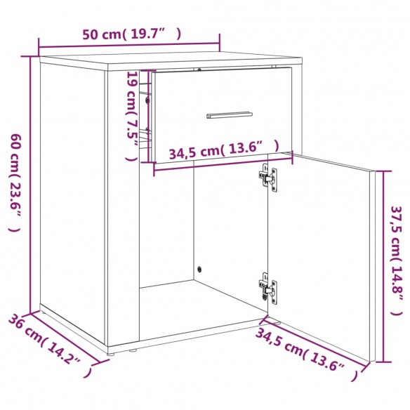 Table de chevet Chêne marron 50x36x60 cm Bois d'ingénierie