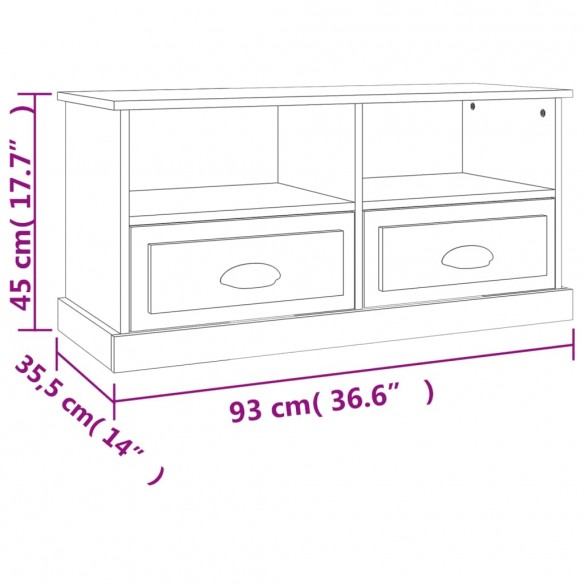 Meuble TV gris béton 93x35,5x45 cm bois d'ingénierie