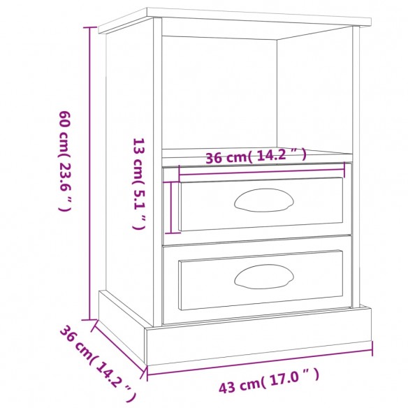 Tables de chevet 2 pcs noir 43x36x60 cm