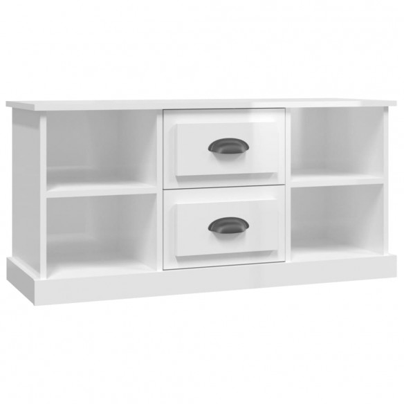 Meuble TV blanc brillant 99,5x35,5x48 cm bois d'ingénierie