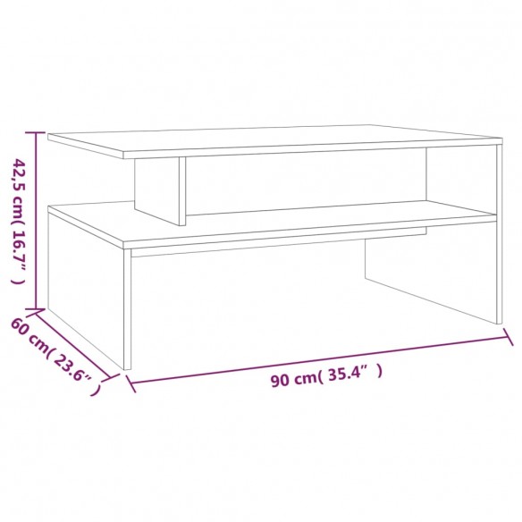 Table basse Chêne marron 90x60x42,5 cm Bois d'ingénierie