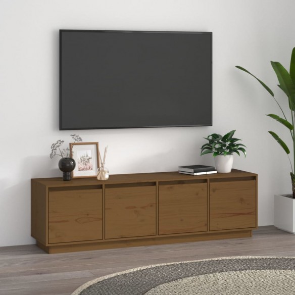 Meuble TV Marron miel 156x37x45 cm Bois de pin massif