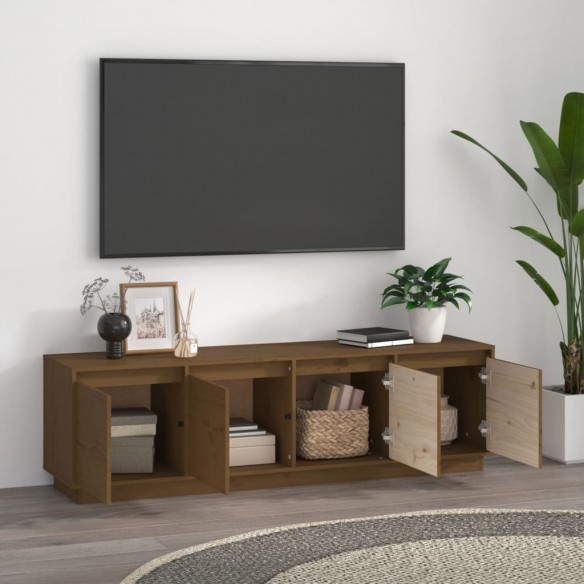 Meuble TV Marron miel 156x37x45 cm Bois de pin massif