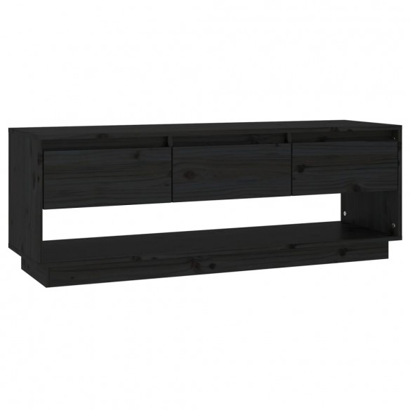 Meuble TV Noir 110,5x34x40 cm Bois de pin massif